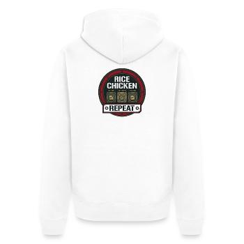 Schnittsaison Bei Reduziertem Kaloriendefizit - Unisex Premium Bio Zip Hoodie - Weiß - Hinten - Thijin (182cm)