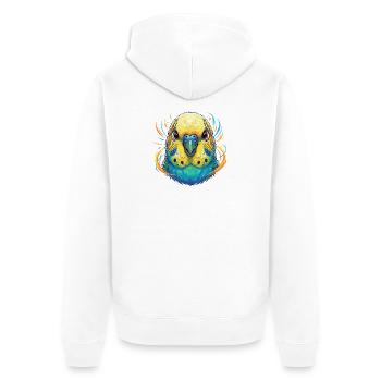 Lebendige Wellensittich Farbexplosion - Unisex Premium Bio Zip Hoodie - Weiß - Hinten - Thijin (182cm)