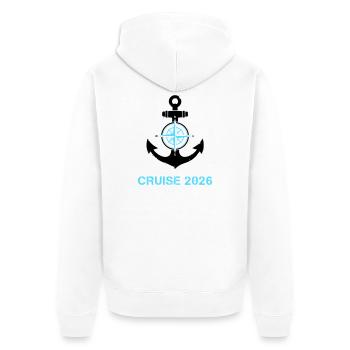 Anchor Compass Cruise 2026 Logo - Unisex Premium Organic Zip Hoodie - white - Back - Thijin (182cm)