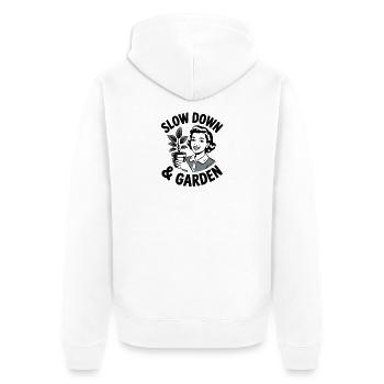 Slow Down And Garden Retro House Plant Lover - Unisex Premium Bio Zip Hoodie - Weiß - Hinten - Thijin (182cm)