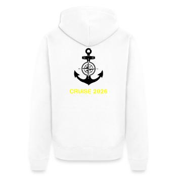 Cruise 2026 Anker Kompass - Unisex Premium Bio Zip Hoodie - Weiß - Hinten - Thijin (182cm)