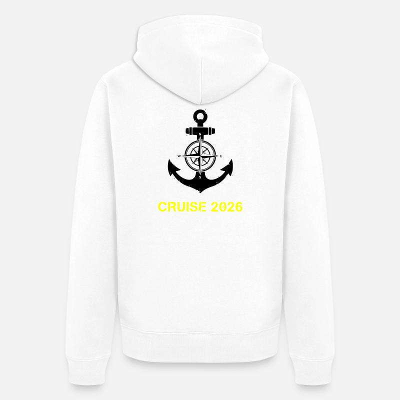 Croisière 2026 Anchor Compass - Veste à capuche bio Premium Unisexe - blanc