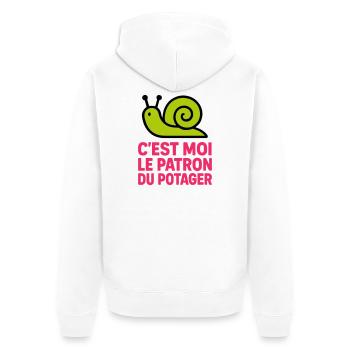 C'est Moi le Patron du Potager : Design Escargot - Veste à capuche bio Premium Unisexe - blanc - Dos - Thijin (182cm)