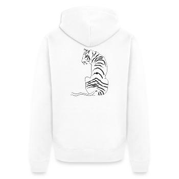 Tiger. - Unisex Premium Organic Zip Hoodie - white - Back - Thijin (182cm)