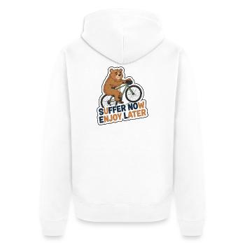 Souffrir maintenant Profiter plus tard de l’autocollant Cycling Bear - Veste à capuche bio Premium Unisexe - blanc - Dos - Thijin (182cm)
