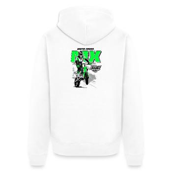 Moto Cross - Supercross - Moto Cross - Offroad - Unisex Premium Bio Zip Hoodie - Weiß - Hinten - Thijin (182cm)