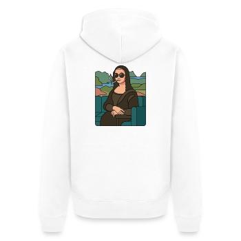 Mona Lisa cool with sunglasses smoking weed - Unisex Premium Organic Zip Hoodie - white - Back - Thijin (182cm)
