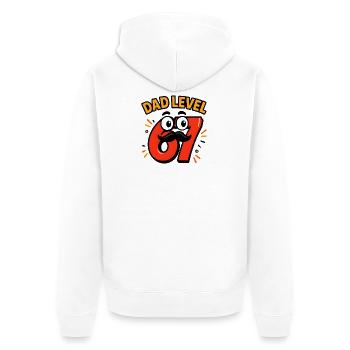 Dad Level 67 Six Seven Meme Vater Papa Humor  - Unisex Premium Bio Zip Hoodie - Weiß - Hinten - Thijin (182cm)