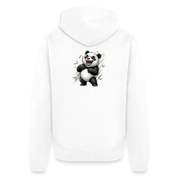 Laughing panda in bamboo panorama - Unisex Premium Organic Zip Hoodie - white - Back - Thijin (182cm)