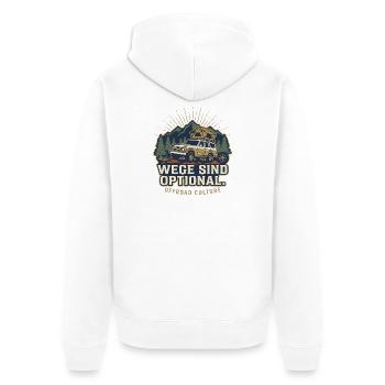 Offroad Spruch - Wege Sind Optional Retro - Unisex Premium Bio Zip Hoodie - Weiß - Hinten - Thijin (182cm)