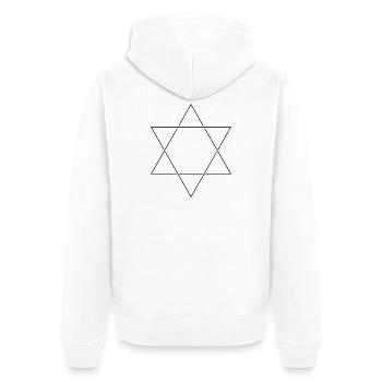 Minimalist Star of David - Line Drawing Hexagram - Unisex Premium Organic Zip Hoodie - white - Back - Thijin (182cm)