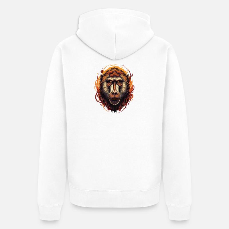 Portrait du Babouin du Singe - Veste à capuche bio Premium Unisexe - blanc
