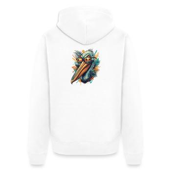 Tropical pelican with sunglasses - Unisex Premium Organic Zip Hoodie - white - Back - Thijin (182cm)