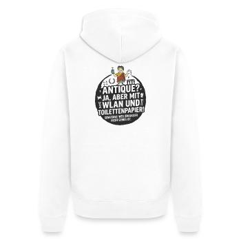 Antike WLAN Toilettenpapier Humor - Unisex Premium Bio Zip Hoodie - Weiß - Hinten - Thijin (182cm)