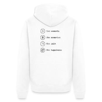 Pleine conscience, moments, souvenirs, bonheur - Veste à capuche bio Premium Unisexe - blanc - Dos - Thijin (182cm)