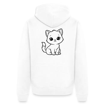 Cute Baby Cat – Black & White Kitten - Unisex Premium Bio Zip Hoodie - Weiß - Hinten - Thijin (182cm)