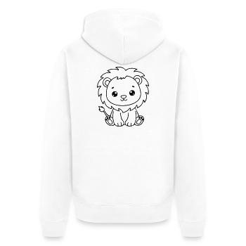 Cute Baby Lion – Black & White Cub - Unisex Premium Organic Zip Hoodie - white - Back - Thijin (182cm)