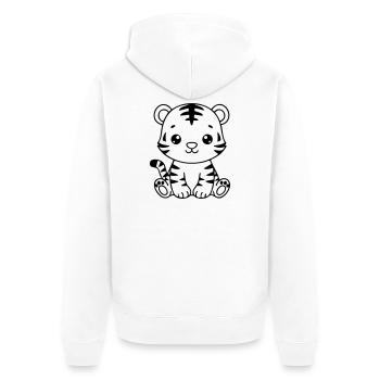 Süßes Tigerbaby – Schwarz-Weißes Junges - Unisex Premium Bio Zip Hoodie - Weiß - Hinten - Thijin (182cm)