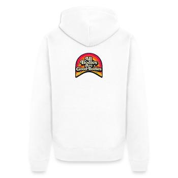 All Bodies Are Good Bodies Retro Rainbow - Unisex Premium Bio Zip Hoodie - Weiß - Hinten - Thijin (182cm)