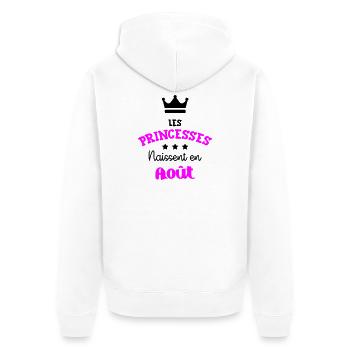 Princesse née en Août Joli Cadeau Anniversaire - Veste à capuche bio Premium Unisexe - blanc - Dos - Thijin (182cm)