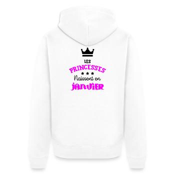 Princesse née en Janvier Joli Cadeau Anniversaire - Veste à capuche bio Premium Unisexe - blanc - Dos - Thijin (182cm)