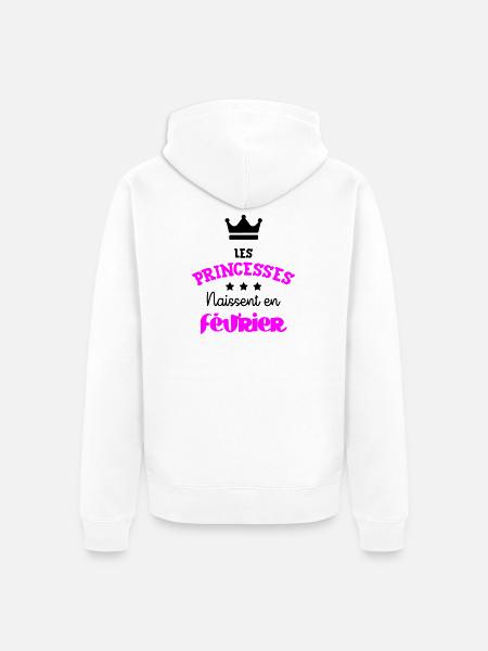 Prinsessa född i februari Födelsedagspresent - Ekologisk premiumluvjack unisex - vit