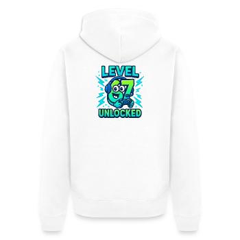 Level 67 Unlocked Six Seven Italian Brainrot Gamer - Unisex Premium Bio Zip Hoodie - Weiß - Hinten - Thijin (182cm)