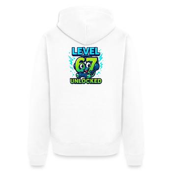 Level 67 Unlocked Six Seven Italian Brainrot Gamer - Unisex Premium Bio Zip Hoodie - Weiß - Hinten - Thijin (182cm)