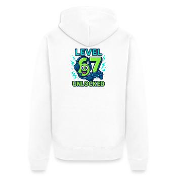 Level 67 Unlocked Six Seven Italian Brainrot Gamer - Unisex Premium Bio Zip Hoodie - Weiß - Hinten - Thijin (182cm)