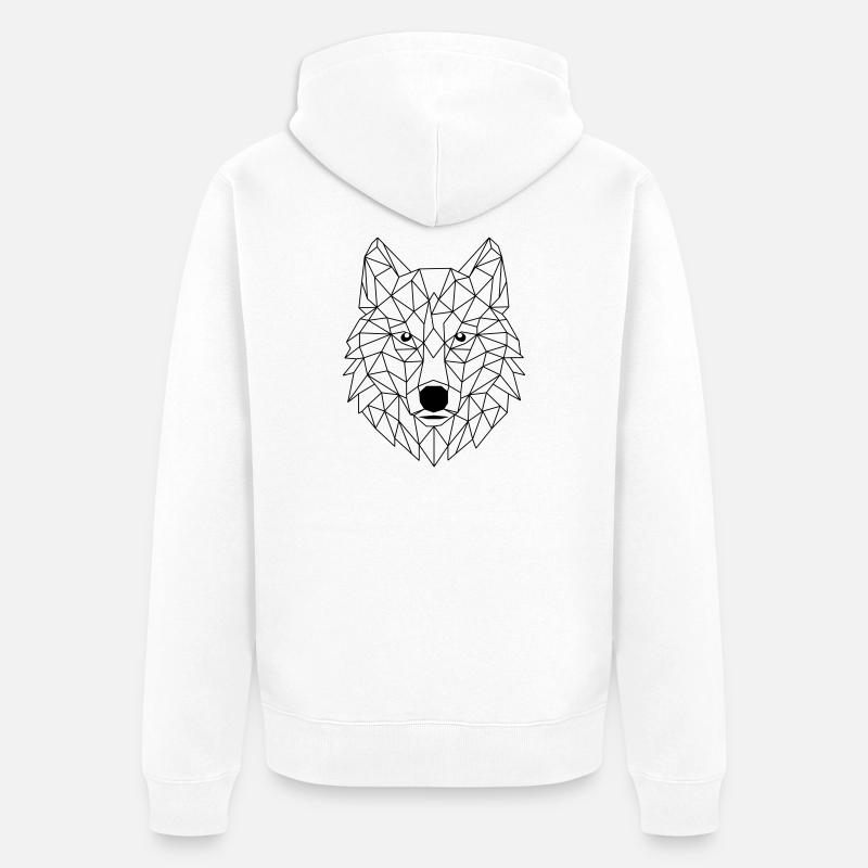Wolf Polygon - Unisex Premium Bio Zip Hoodie - Weiß