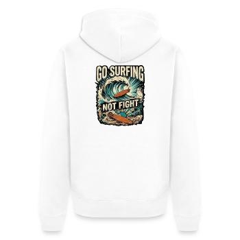 Surf contre la guerre pour la paix - Veste à capuche bio Premium Unisexe - blanc - Dos - Thijin (182cm)