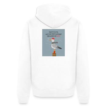 Norddeutscher Humor Deich Sturm Wind Spruch - Unisex Premium Bio Zip Hoodie - Weiß - Hinten - Thijin (182cm)