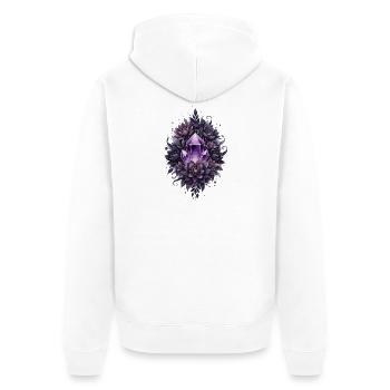 Cristal d’améthyste dans une couronne de lilas - Veste à capuche bio Premium Unisexe - blanc - Dos - Thijin (182cm)