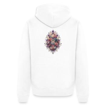 Crystal Blossoms Floral Mosaic - Unisex Premium Organic Zip Hoodie - white - Back - Thijin (182cm)