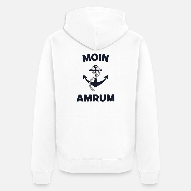 Moin Amrum – Conception d’ancres maritimes - Veste à capuche bio Premium Unisexe - blanc