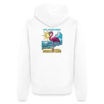 Ruhestand? Jetzt geht es erst richtig los! - Unisex Premium Bio Zip Hoodie - Weiß - Hinten - Thijin (182cm)