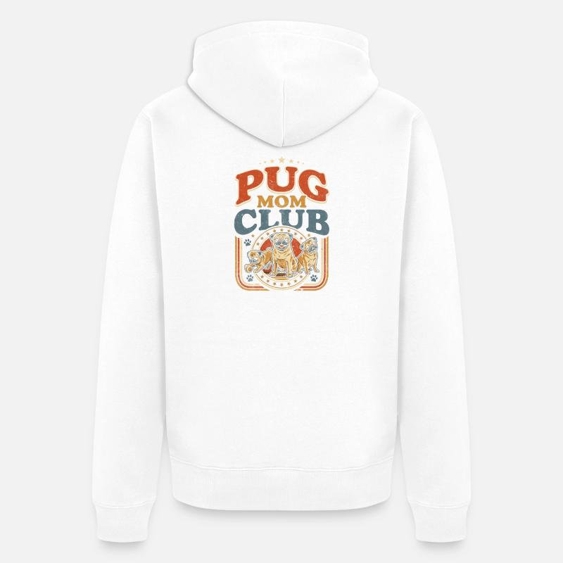 Pug Mama Club Logo - Veste à capuche bio Premium Unisexe - blanc