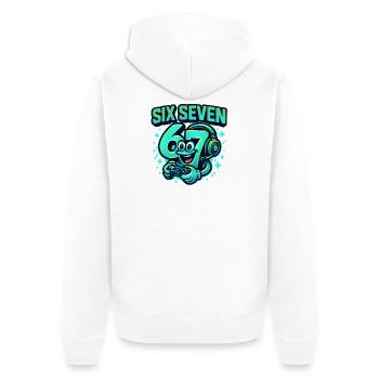 Six Seven Gamer Mascot Italian Brainrot Gaming - Unisex Premium Organic Zip Hoodie - white - Back - Thijin (182cm)