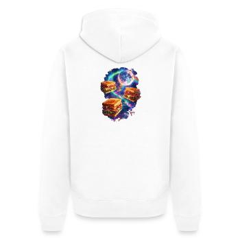 Galaktische Sandwich-Sterne - Unisex Premium Bio Zip Hoodie - Weiß - Hinten - Thijin (182cm)