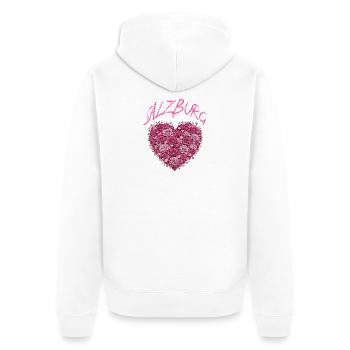 Salzburg Herz Rosen – Romantisches Österreich Desi - Unisex Premium Bio Zip Hoodie - Weiß - Hinten - Thijin (182cm)