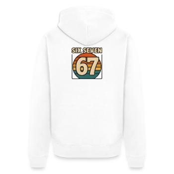 Six Seven 67 Italian Brainrot Retro Sunset Meme - Unisex Premium Organic Zip Hoodie - white - Back - Thijin (182cm)