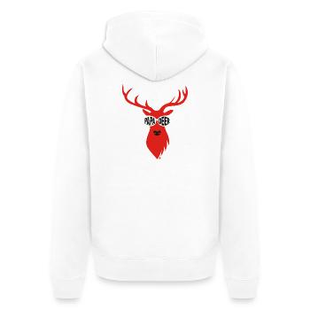 Papa Cerf avec des lunettes de soleil - Rouge - Veste à capuche bio Premium Unisexe - blanc - Dos - Thijin (182cm)