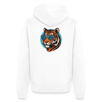Pop Art du tigre aux lunettes de soleil - Veste à capuche bio Premium Unisexe - blanc - Dos - Thijin (182cm)