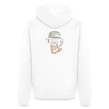 Adventure orangutan with hat - Unisex Premium Organic Zip Hoodie - white - Back - Thijin (182cm)