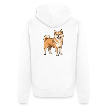 Dessin animé joyeux de Shiba Inu - Veste à capuche bio Premium Unisexe - blanc - Dos - Thijin (182cm)