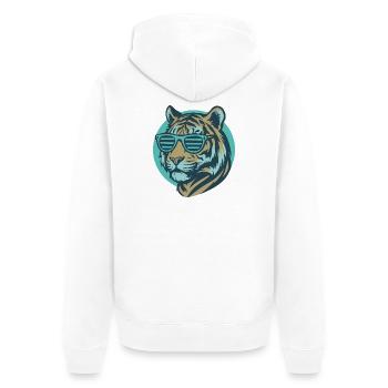 Tiger with Sunglasses Pop Art - Unisex Premium Organic Zip Hoodie - white - Back - Thijin (182cm)