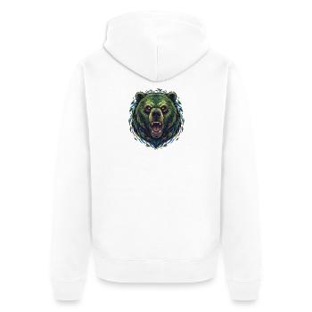 Wild Color Bear Head - Unisex Premium Organic Zip Hoodie - white - Back - Thijin (182cm)