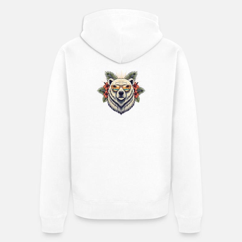 Lunettes de soleil tropicales Polar Bear - Veste à capuche bio Premium Unisexe - blanc