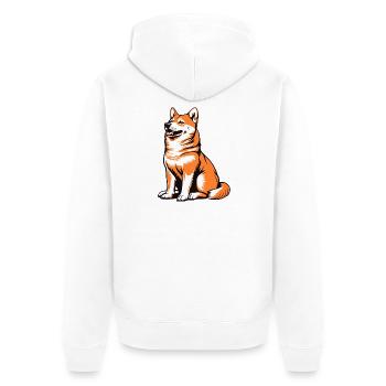 Shiba Pop Art Hund - Unisex Premium Bio Zip Hoodie - Weiß - Hinten - Thijin (182cm)