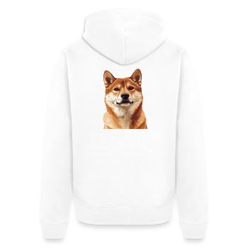 Shiba Inu Portrait Illustration - Veste à capuche bio Premium Unisexe - blanc - Dos - Thijin (182cm)